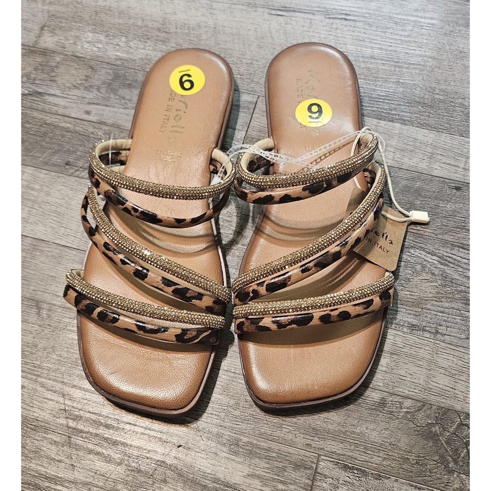 🩵mariella Made In Italy sandals Animal Print Brown/gold Size 9M🩷